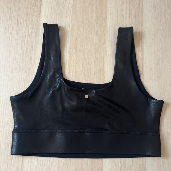 Fabletics Harlyn Medium Impact Sports Bra Black Fog Foil - Picture 3 of 6